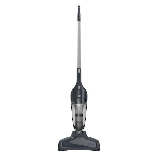 BLACKDECKER NSVA315J stick vacuum, dark gray, upright front angle on white background.