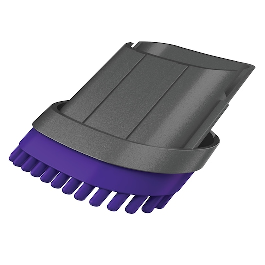 BLACKDECKER NVC215WP vacuum cleaner brush attachment in gray and purple, front angle on white background.